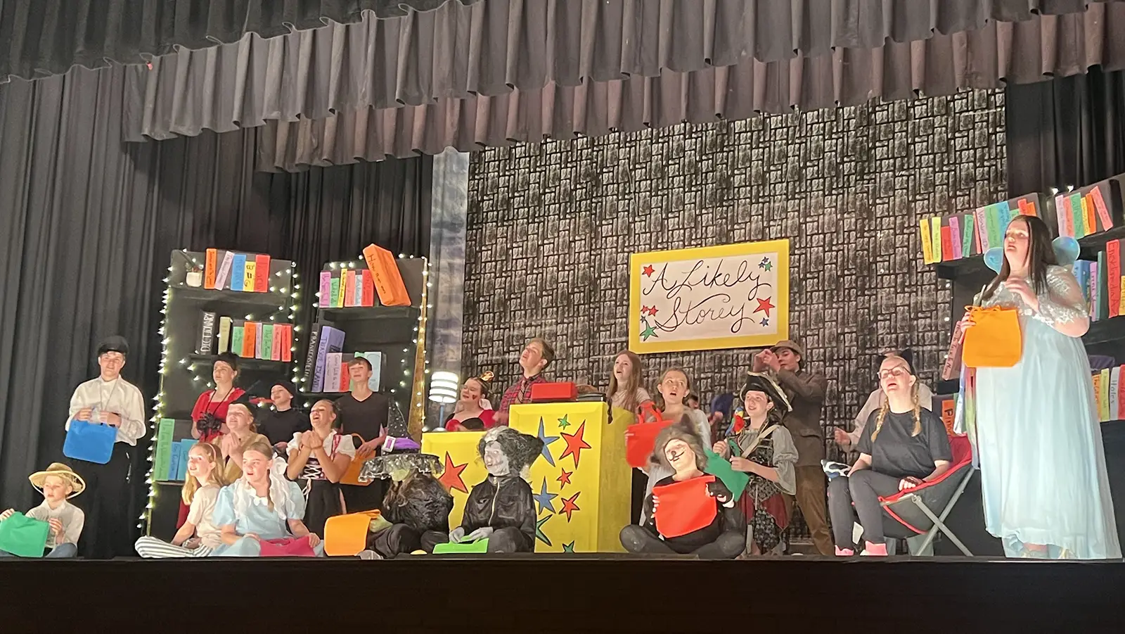 St. Francis students on stage during the spring theater production