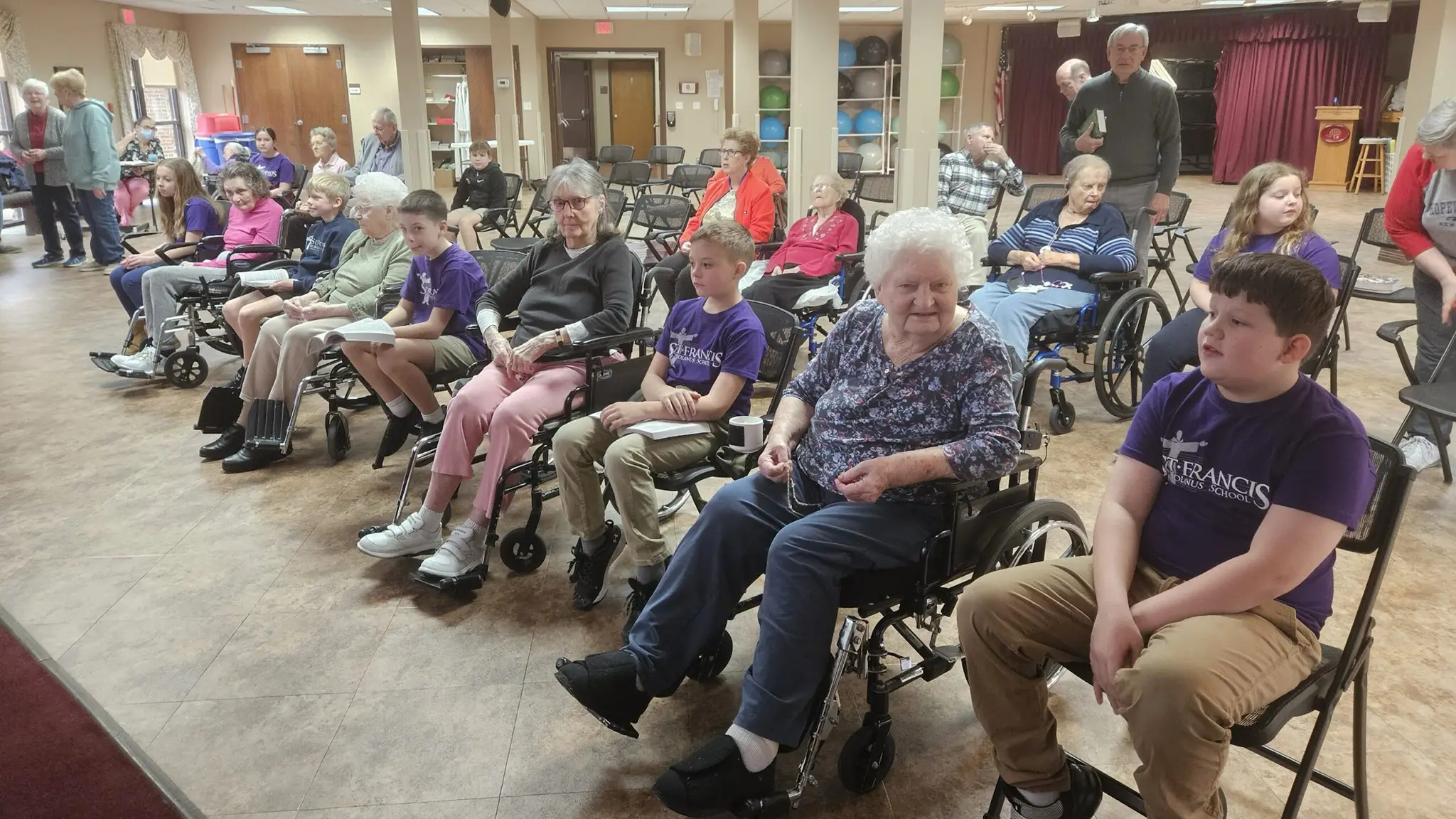 St. Francis parishioners visiting residents at Good Samaritan Home